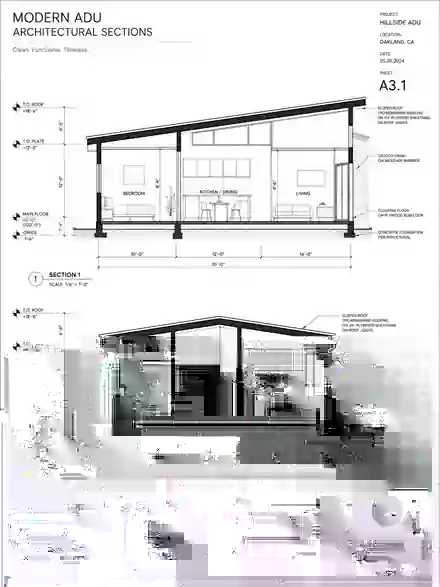 ADU architectural section drawing