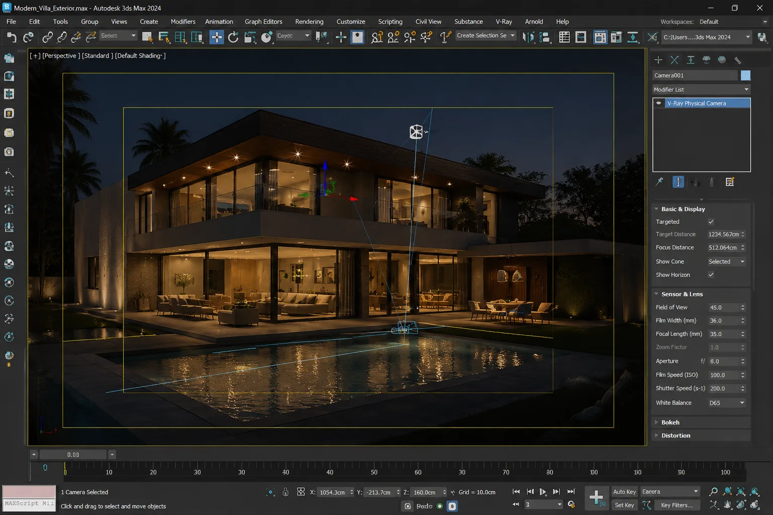 Exterior rendering scene in production