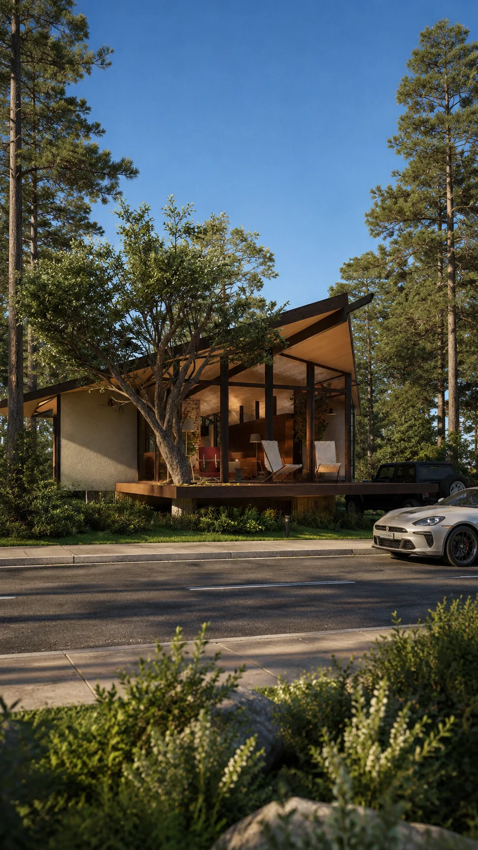 House exterior design integrated with its site