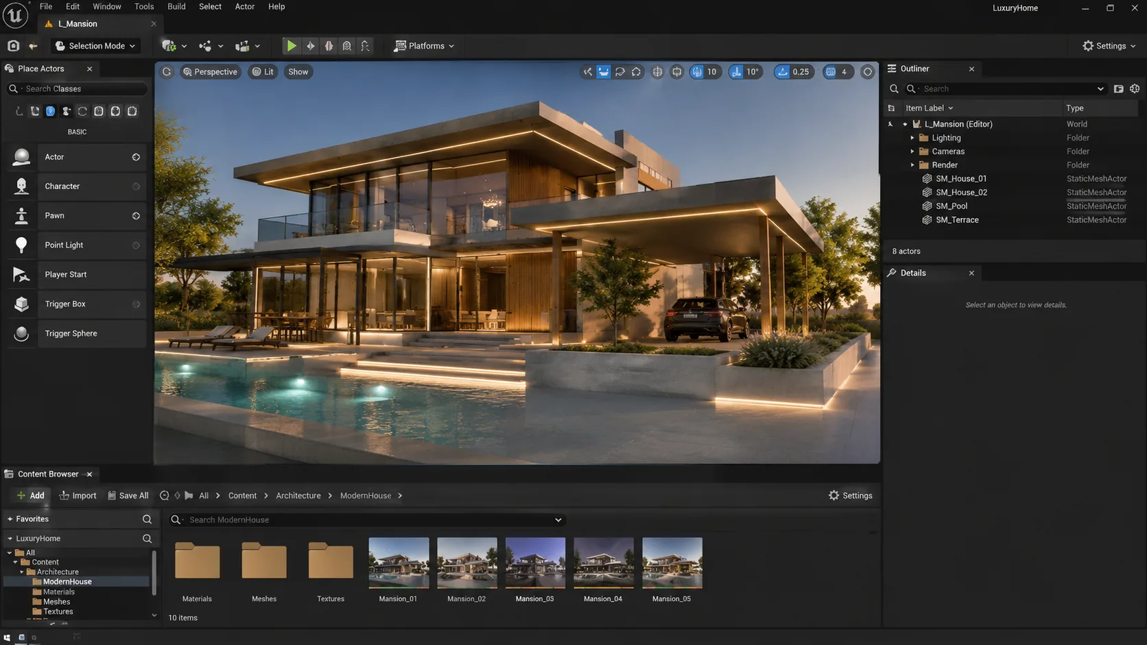 Residential real-time environment in Unreal Engine
