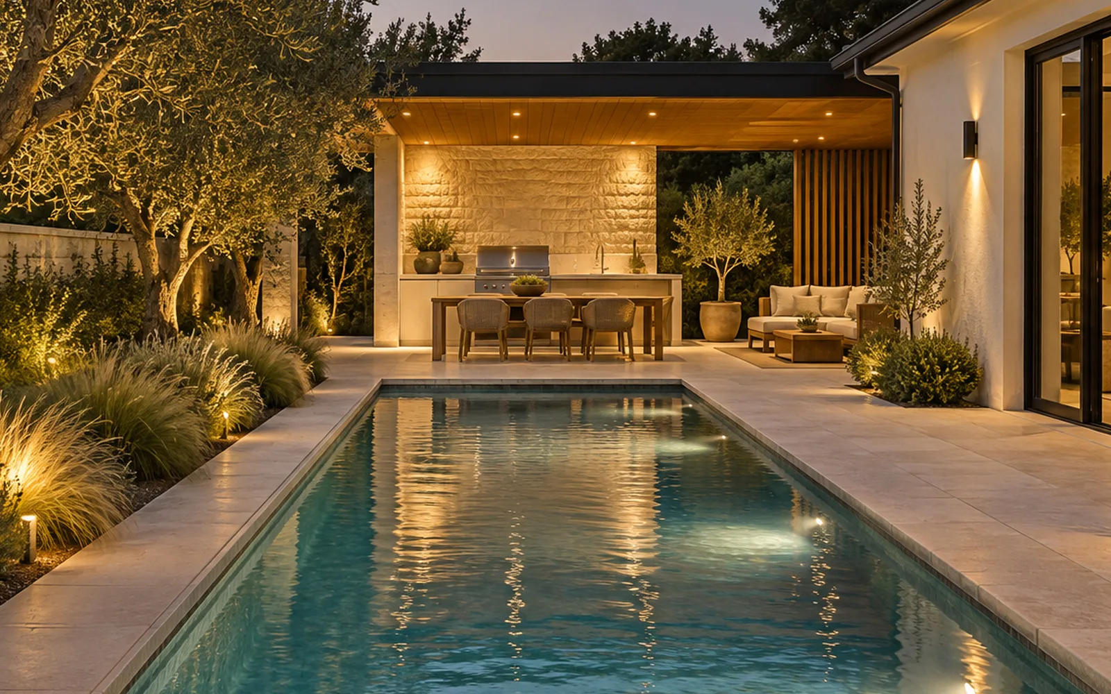 Pool Closeup from the pool and outdoor living visualization concept study
