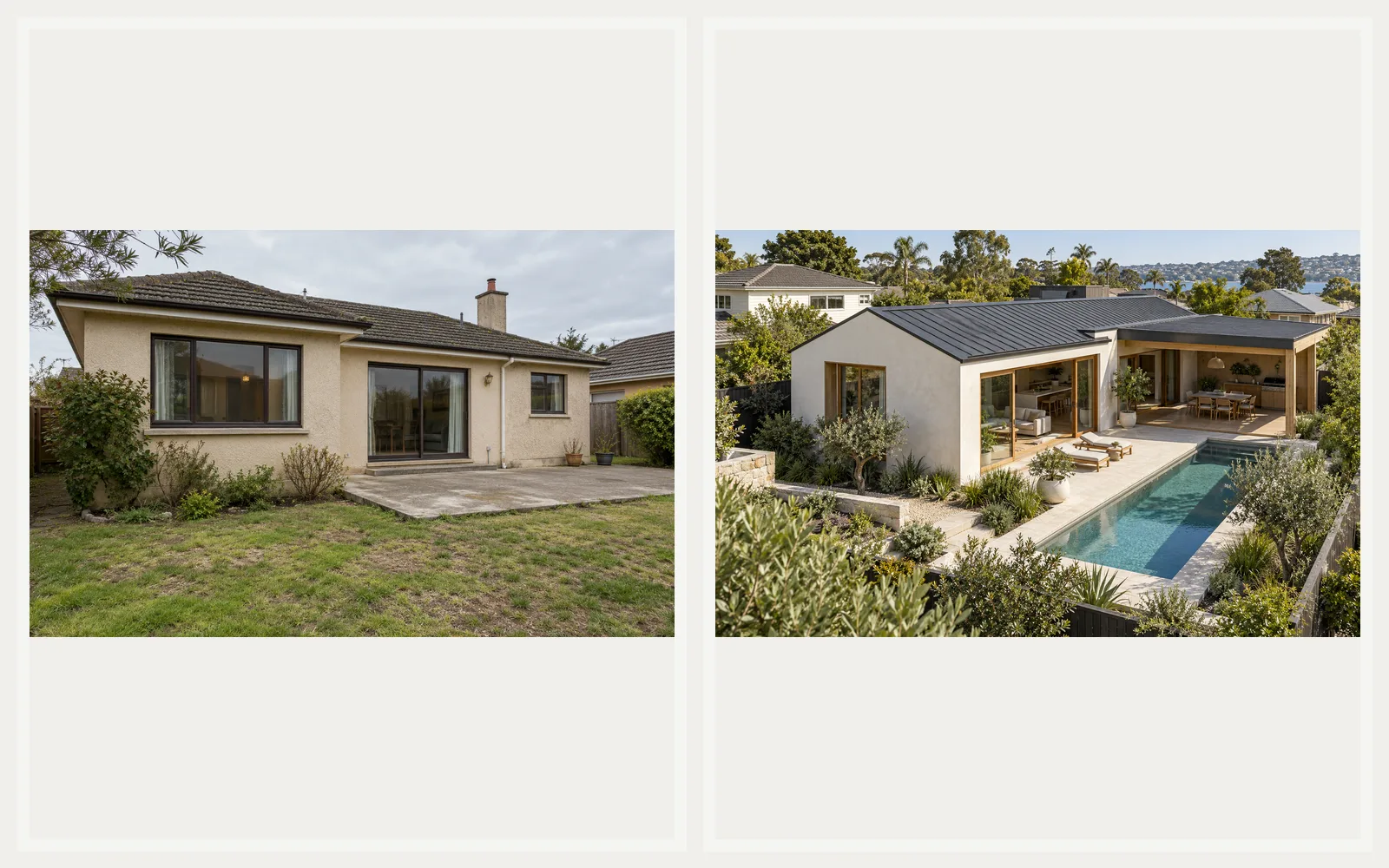 Before After from the renovation presentation package concept study