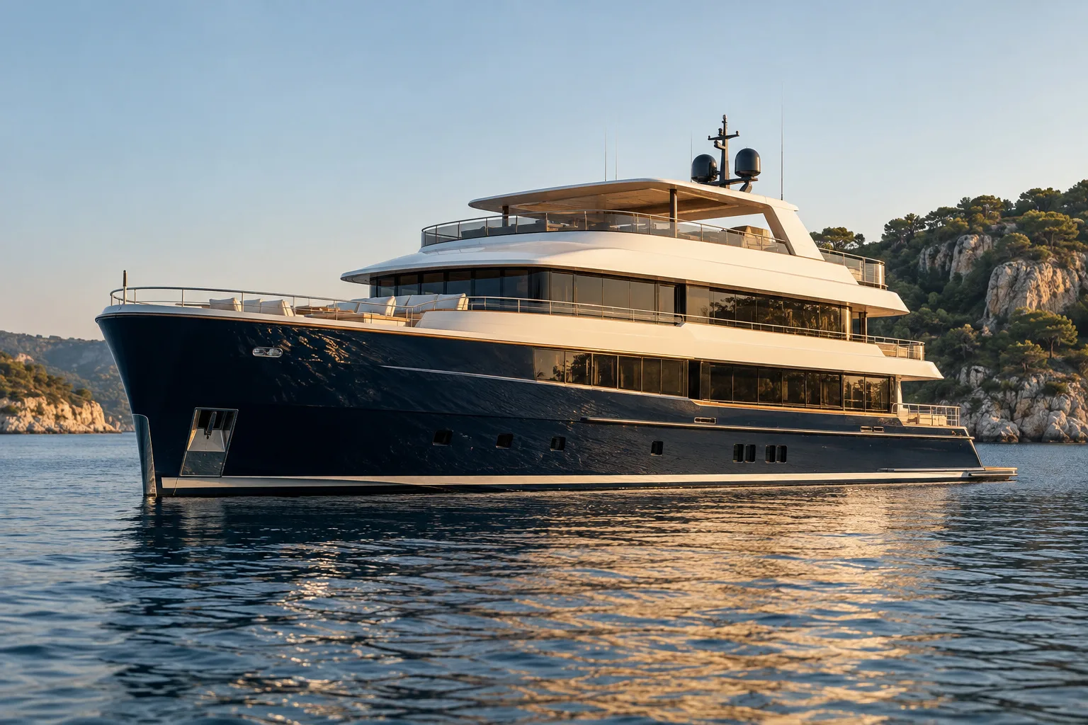 Exterior Hero from the yacht exterior concept and deck planning concept study