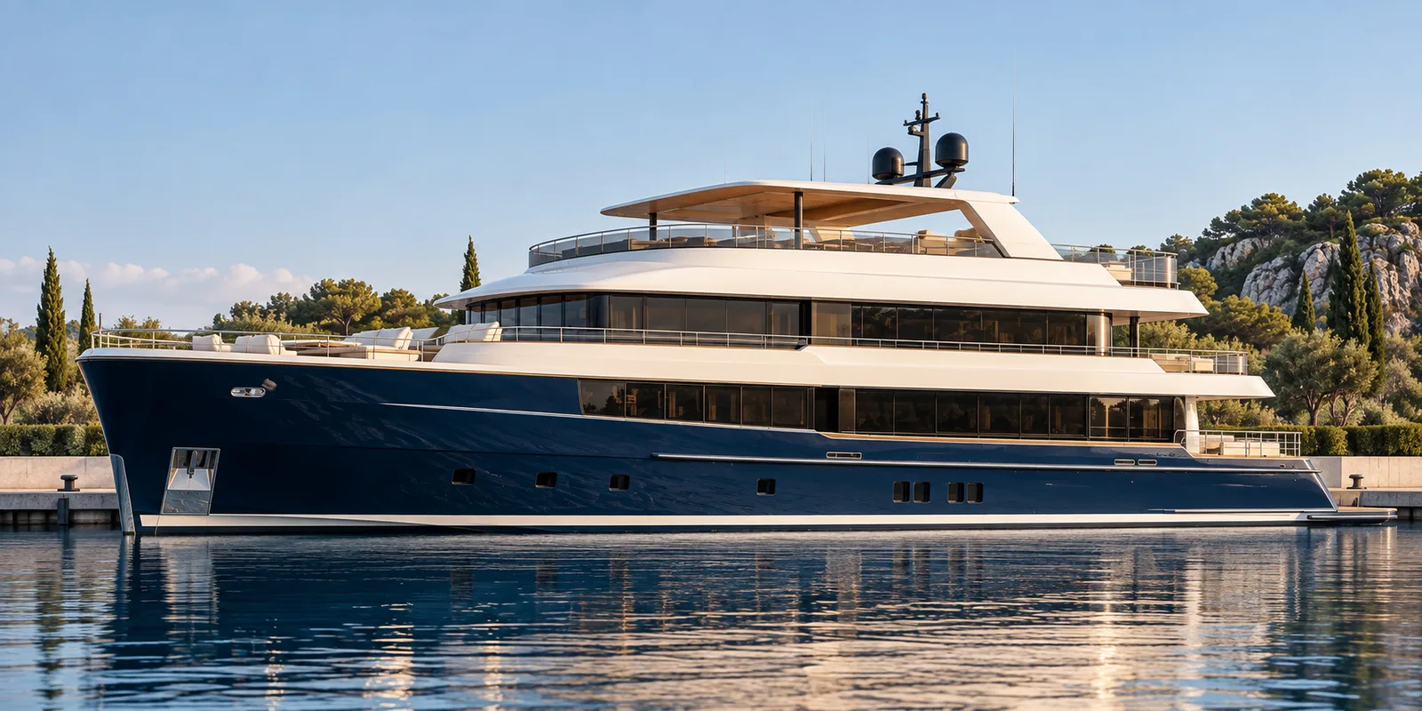 Exterior Profile from the yacht exterior concept and deck planning concept study
