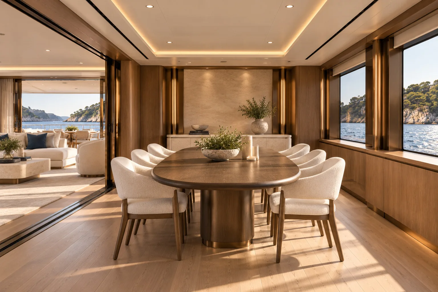 Interior Dining from the yacht interior concept and design development concept study