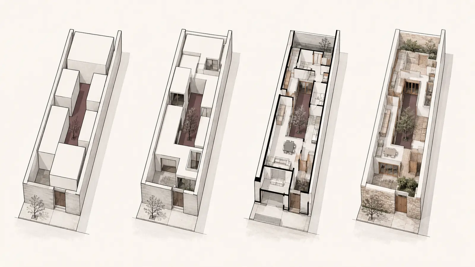 Courtyard house design evolution diagram