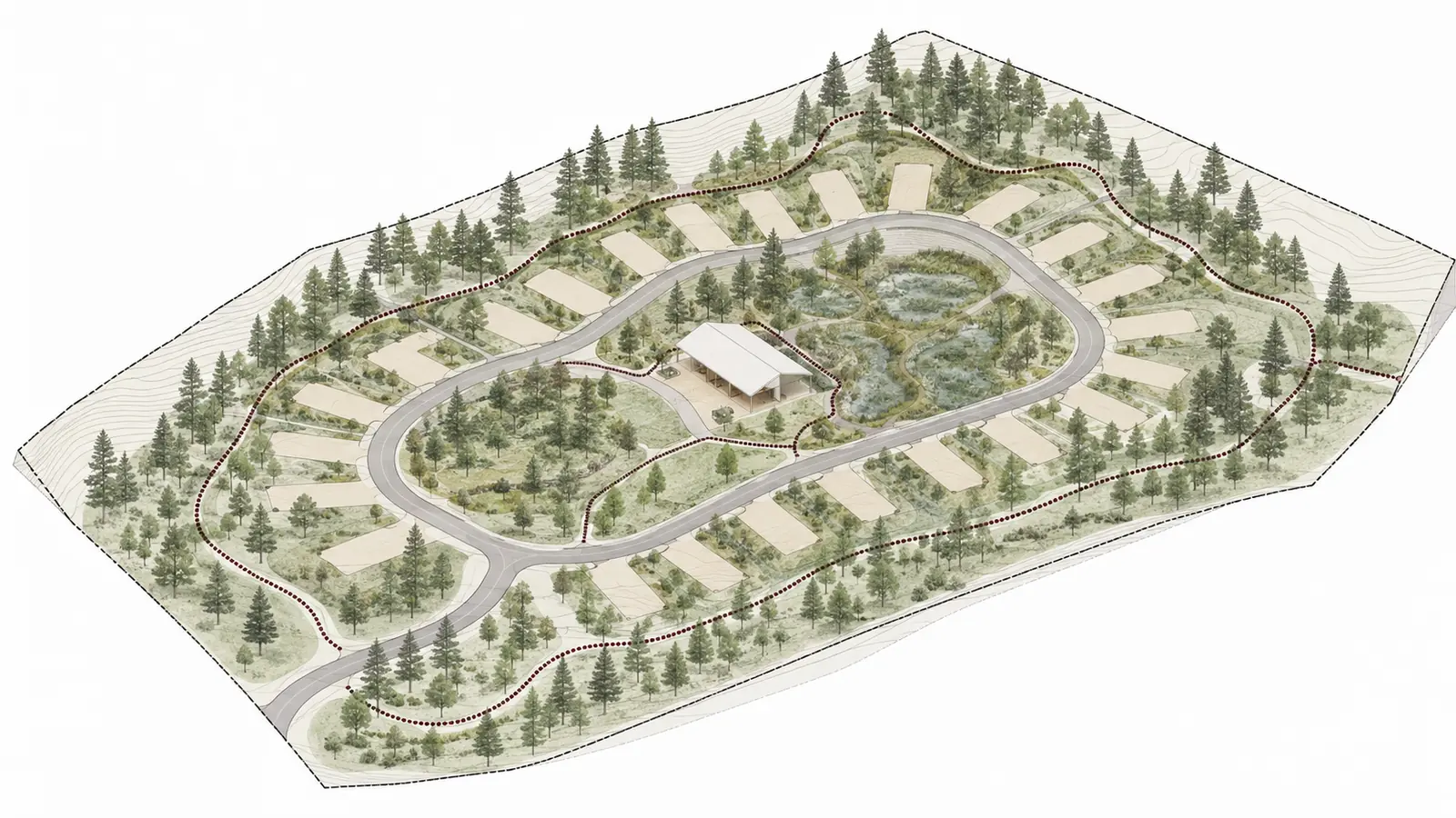 Forest RV park circulation plan