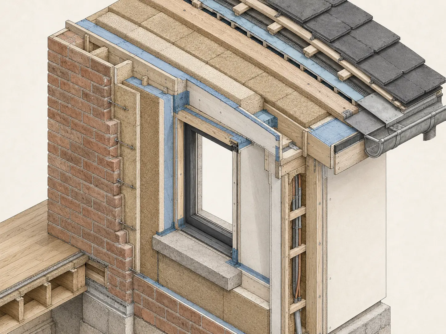 Detailed masonry retrofit window junction