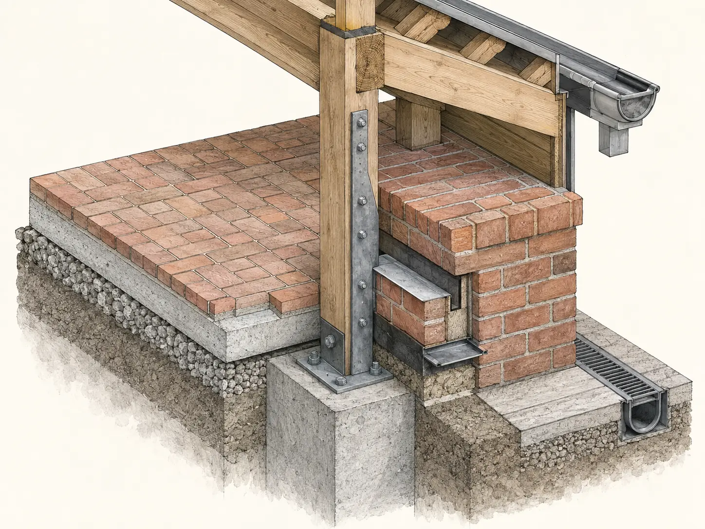 Timber and brick pavilion construction junction