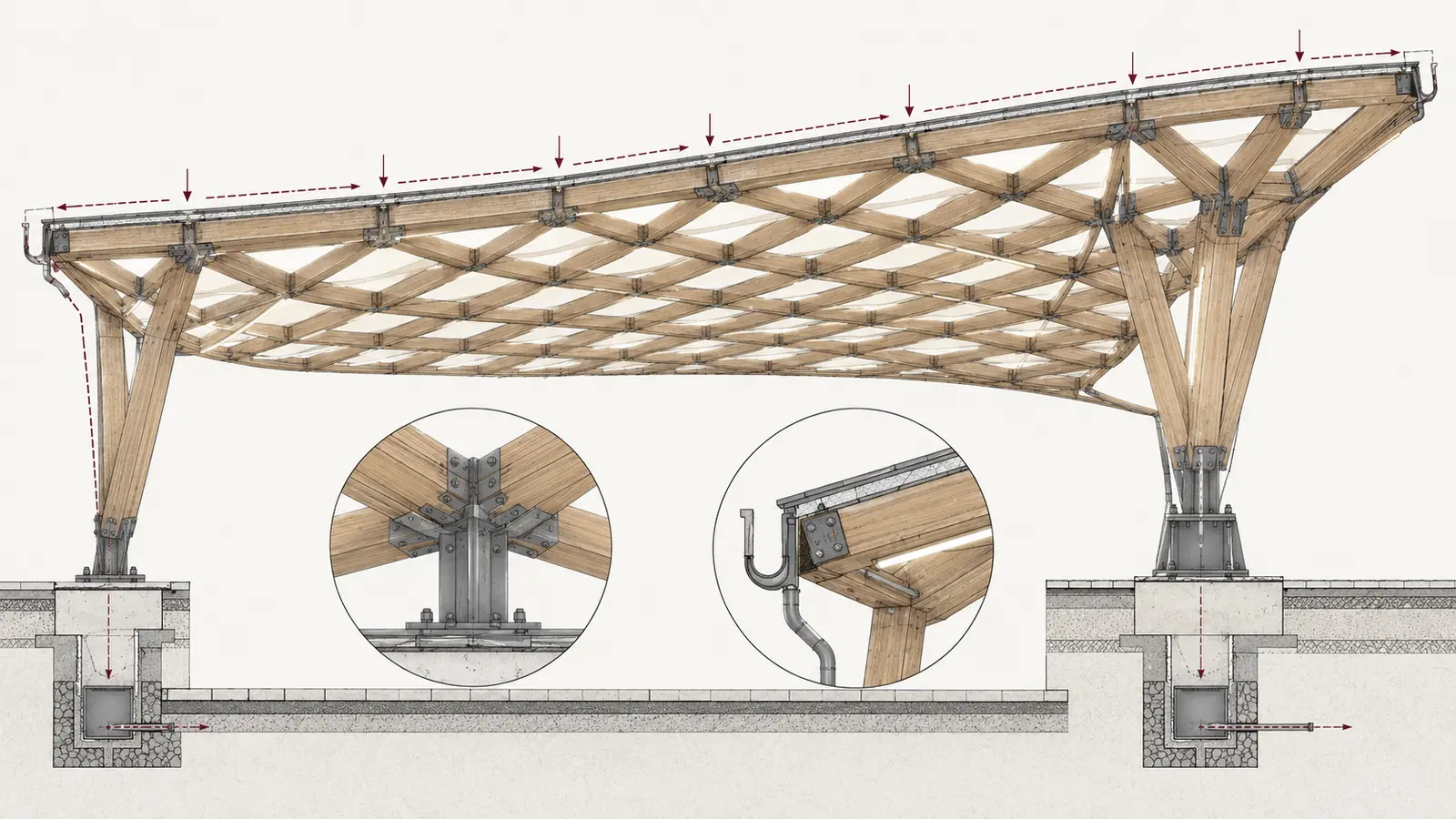 Small timber gridshell pavilion architectural study