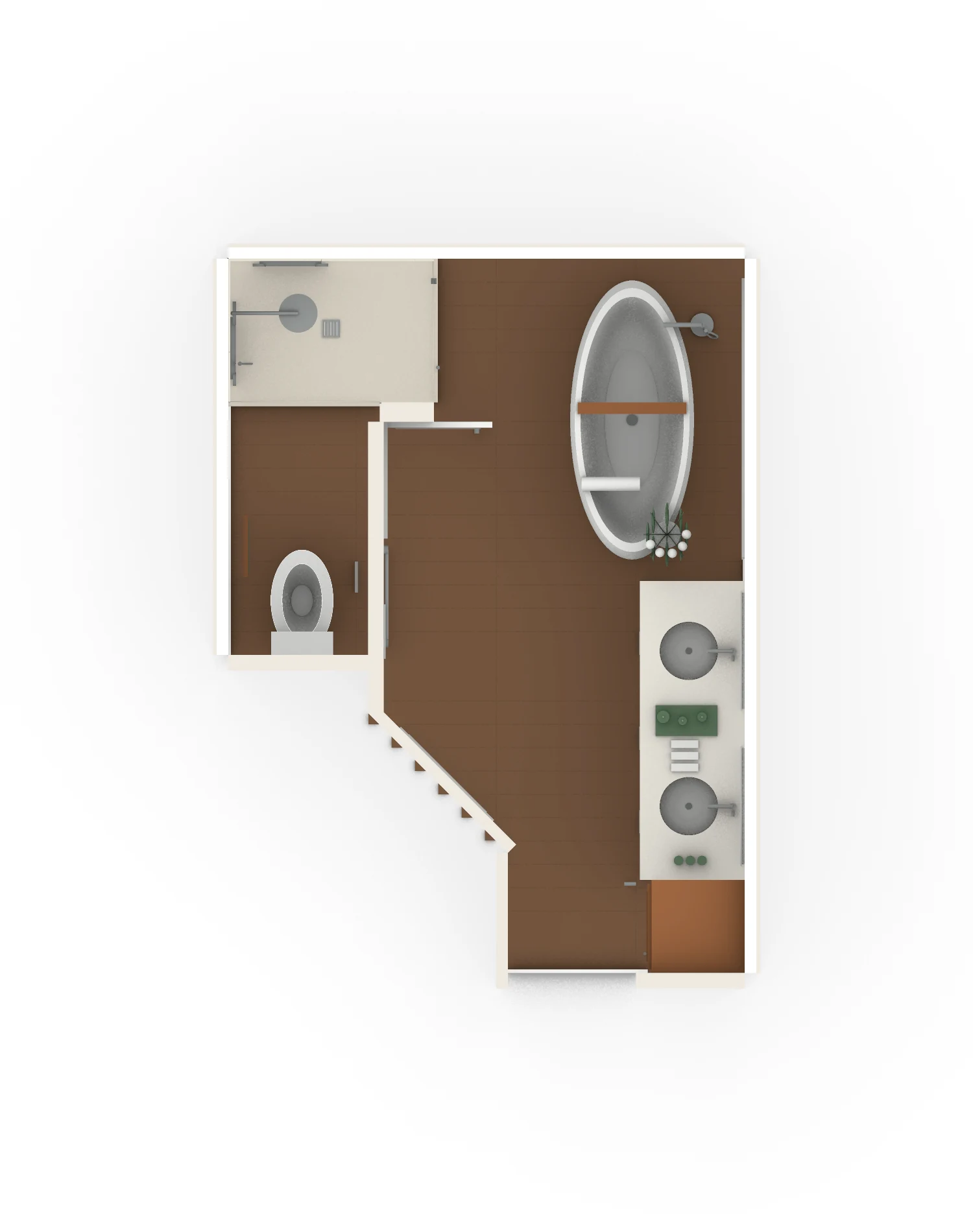 Top view of corrected Elk Grove bathroom model