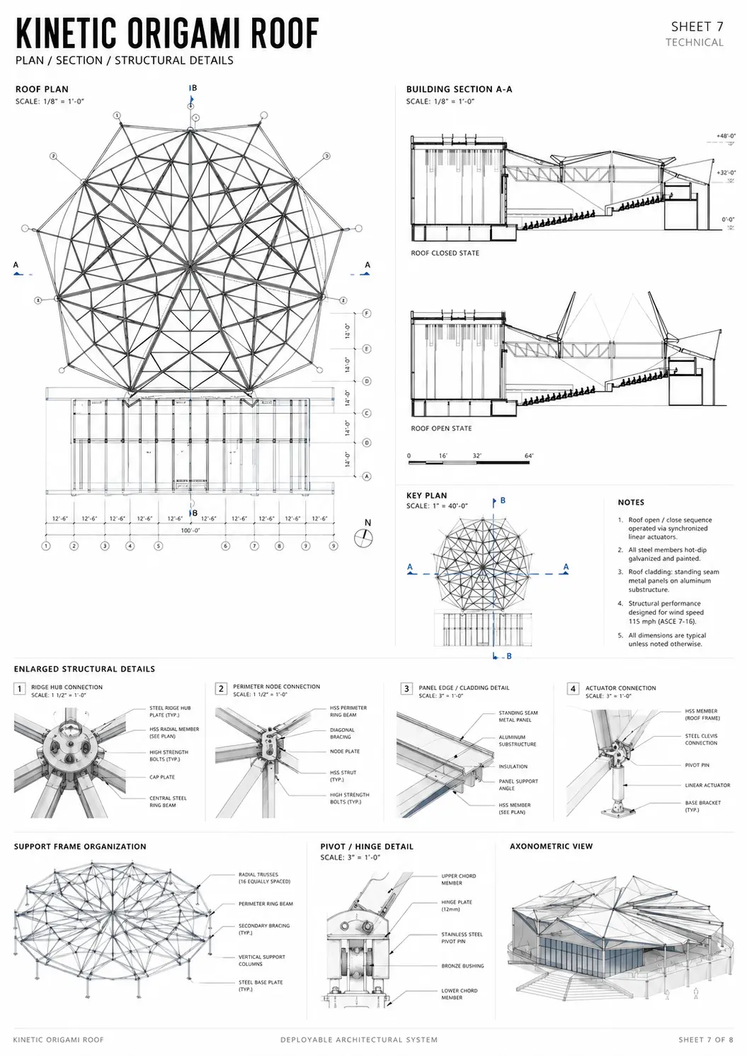 Kinetic Origami Roof — Technical plate 14 / 21